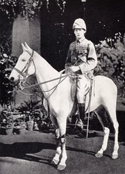 Winston Churchill on horseback in Bangalore, India (1897)